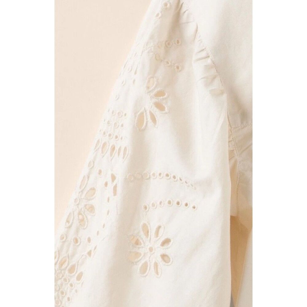 NWT Ivory Sz Small Embroidered Sleeve UNDER CANVAS Blouse GOOD HART MATILDA JANE - Picture 3 of 10